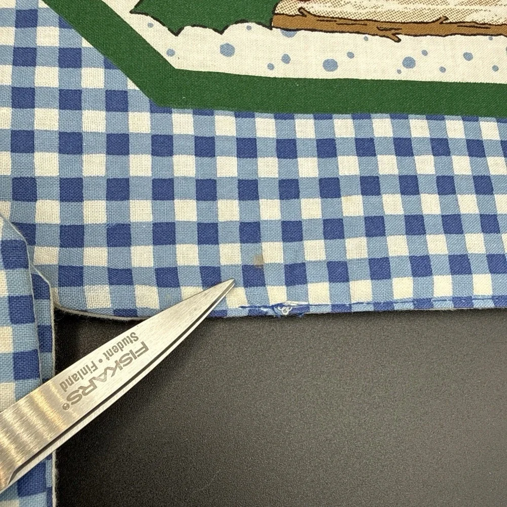 Vintage Quilted Placemats (4) Bear Blue Border B&D Cottage Core Christmas